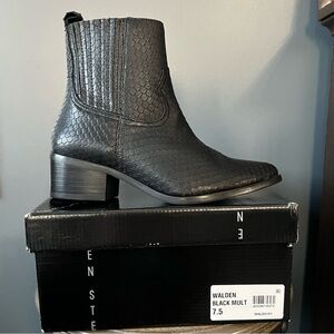 Steven Black Snakeskin Booties